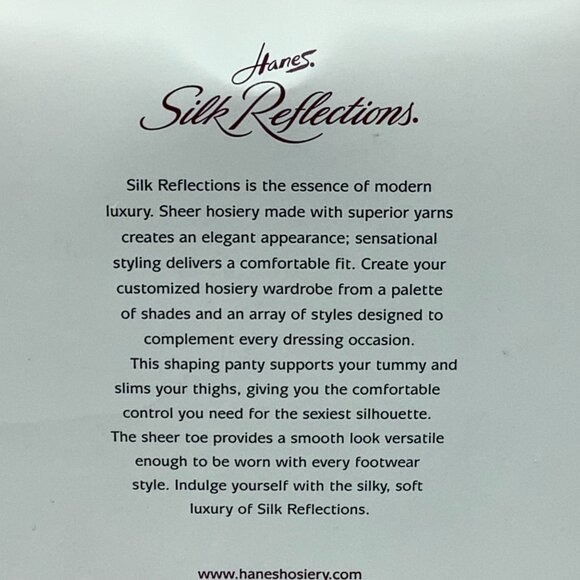 Hanes Silk Reflections Silky Sheer Shaping Style Pantyhose Size CD Jet Black - Picture 4 of 7